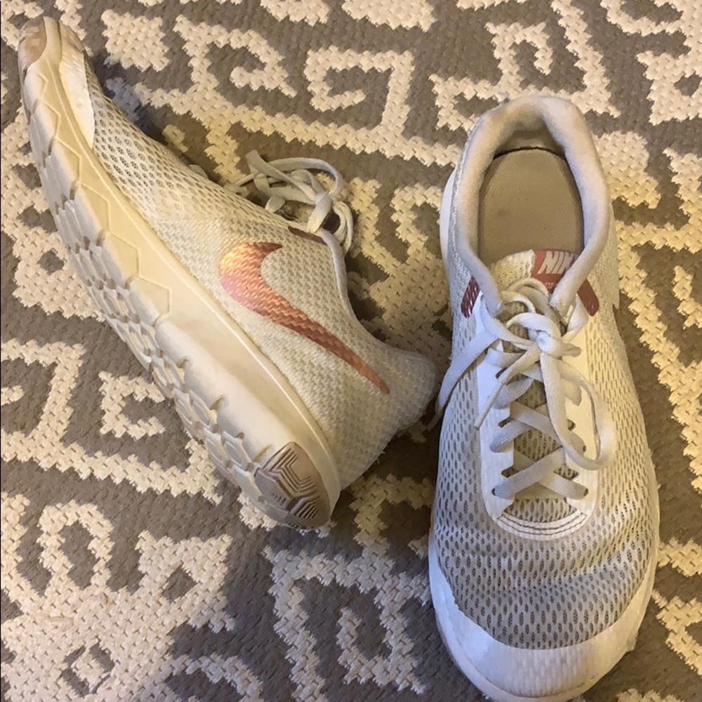 White and Rose Gold Nike Sneakers